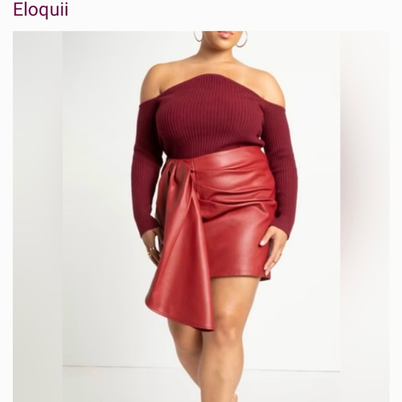 Eloquii- Red faux leather mini skirt-Size 18 - Picture 1 of 6